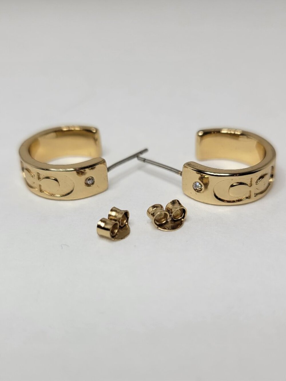Gold Tone Cuff Coach Earrings - Picture 4 of 7